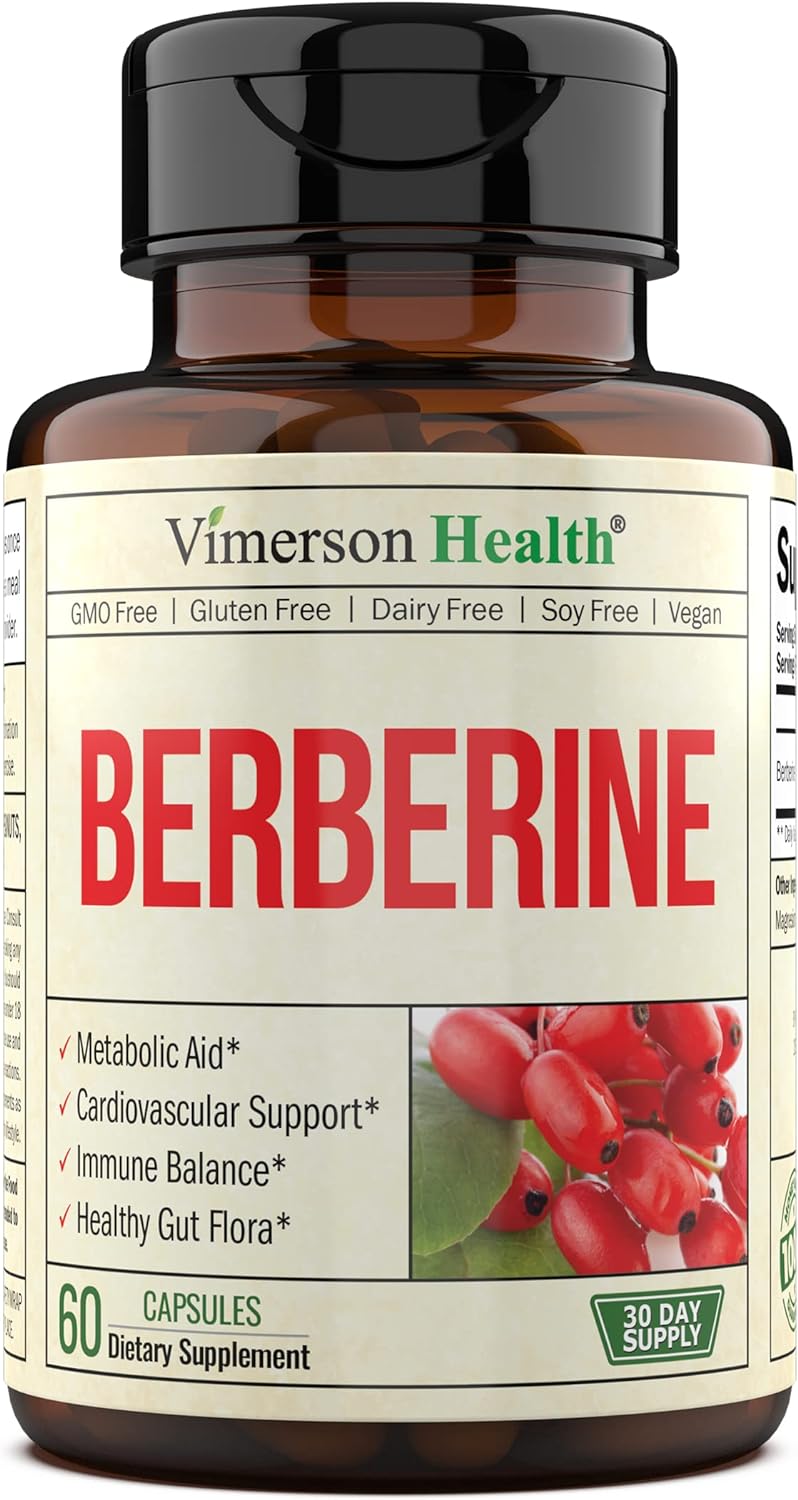 Berberine Supplement with Third Party Tested Berberine 1200mg Per Serving - Berberine HCL Supports the Immune System, Cardiovascular & Gastrointestinal Function & Metabolic Aid. Vegan & Vegetarian