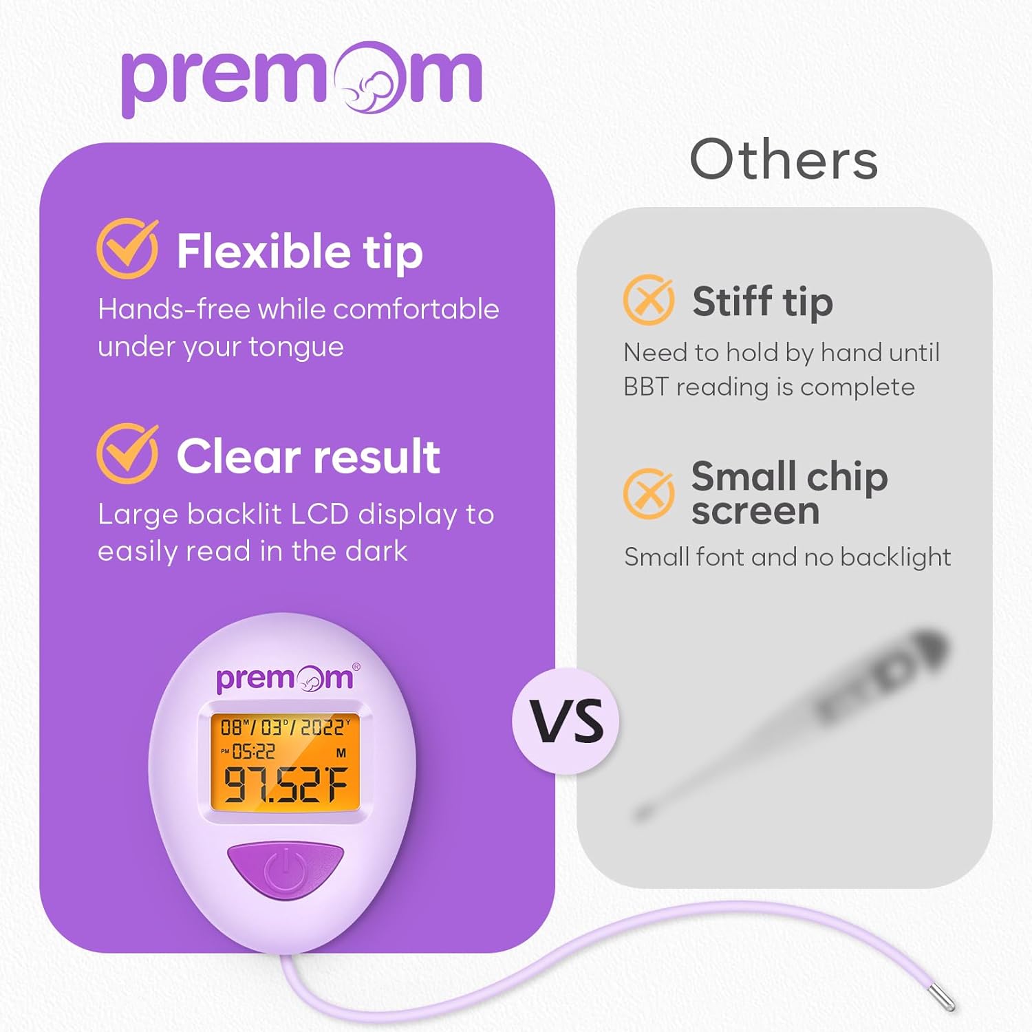 Premom 50 Ovulation & 20 Pregnancy Test Kit + Basal Body Thermometer for Ovulation Tracking EBT 380 : Health & Household