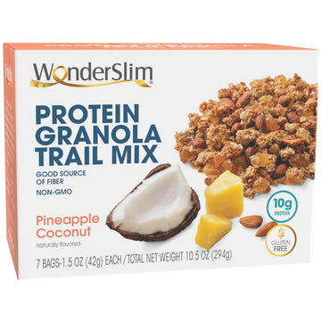 Wonderslim Protein Granola Trail Mix, Pineapple Coconut, 10G Protein, Gluten Free (7Ct)