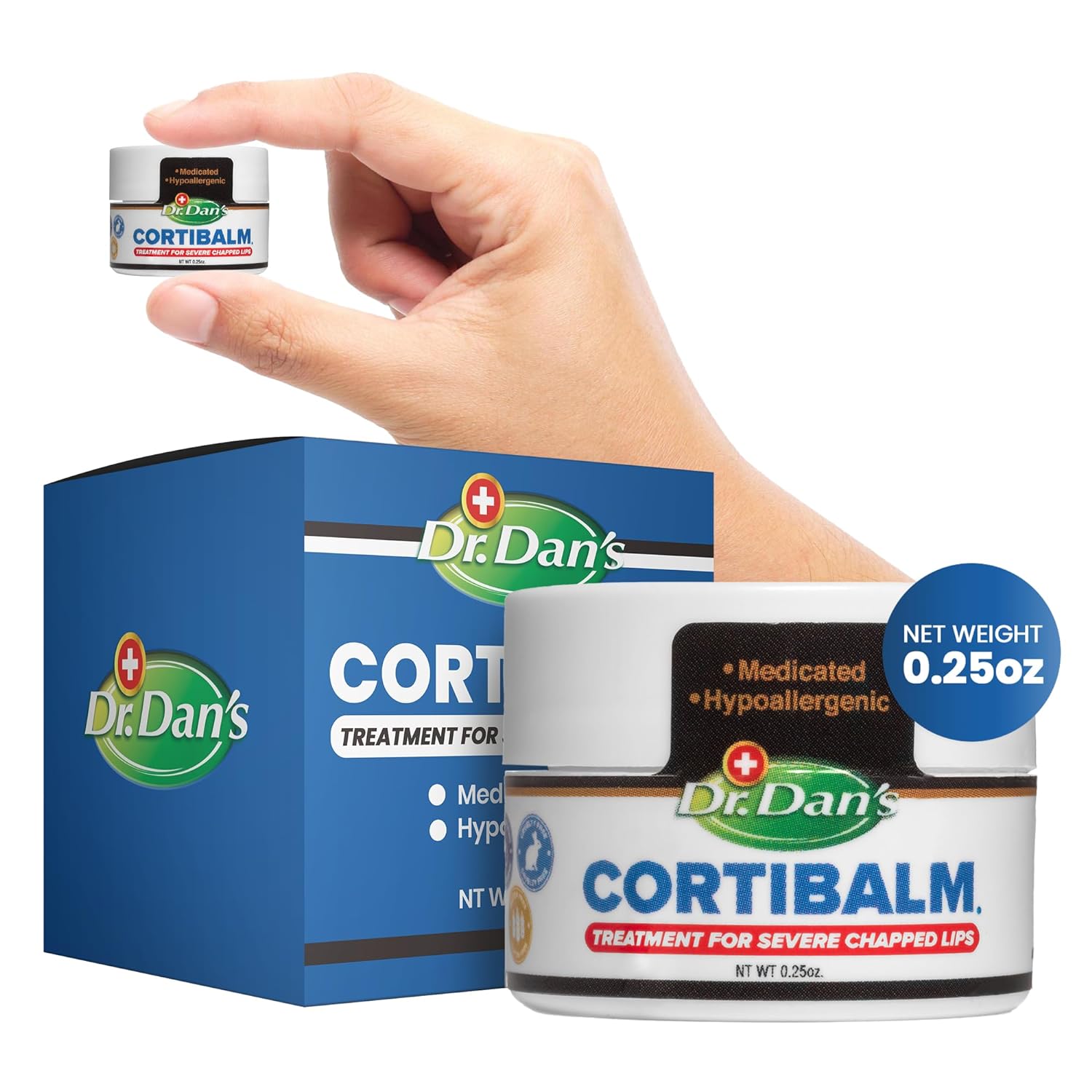 Dr. Dan's Cortibalm Jar - 1 Pack - for Dry Cracked Lips - Healing Lip Balm Jar for Severely Chapped Lips - Designed for Men, Women and Children -
