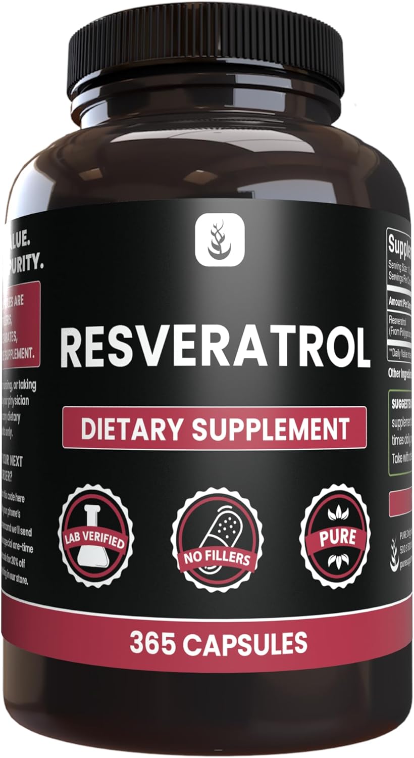 Pure Original Ingredients Resveratrol, (365 Capsules) No Magnesium Or Rice Fillers, Always Pure, Lab Verified