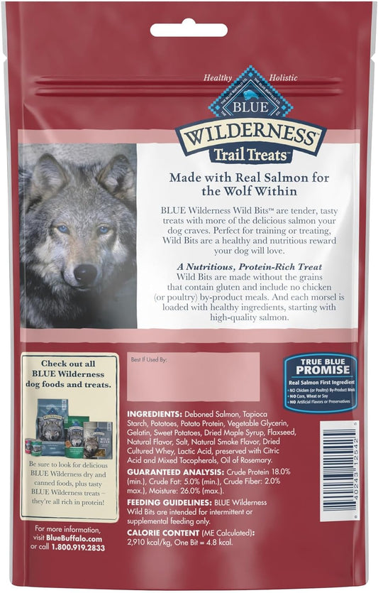 Blue Buffalo Wilderness Trail Treats Wild Bits High Protein Grain Free Soft-Moist Training Dog Treats, Salmon Recipe 10-oz Bag