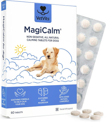 Vetvits By Healthspan Magicalm For Dogs (60 Tablets) | For Naturally Calmer & Less Anxious Dogs | Gentle, Soothing Formulation | Magnesium, Chamomile & B Vitamins | Tasty Beef Flavoured (60 Tablets)