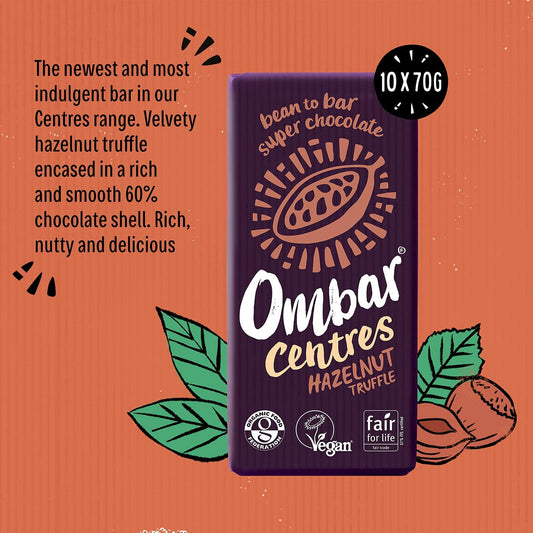 Vegan Chocolate - Ombar Centres Coconut & Vanilla (70G X 10 Bars) Organic, Fair Trade, Dairy Free And Gluten Free Chocolate