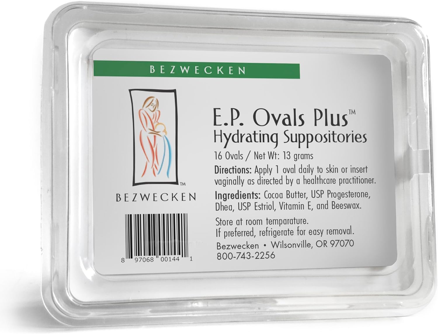 Bezwecken - E.P. Ovals Plus DHEA - 16 Oval Suppositories - Same Trusted Formula, New Improved Shape - Professionally Formulated to Alleviate Vaginal Dryness in Menopausal Women