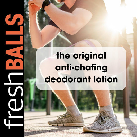 Fresh BALLS Lotion - Men's Anti-Chafing Soothing Cream to Powder - Ball Deodorant and Hygiene for Groin Area, 3.4 fl oz (Pack of 12)