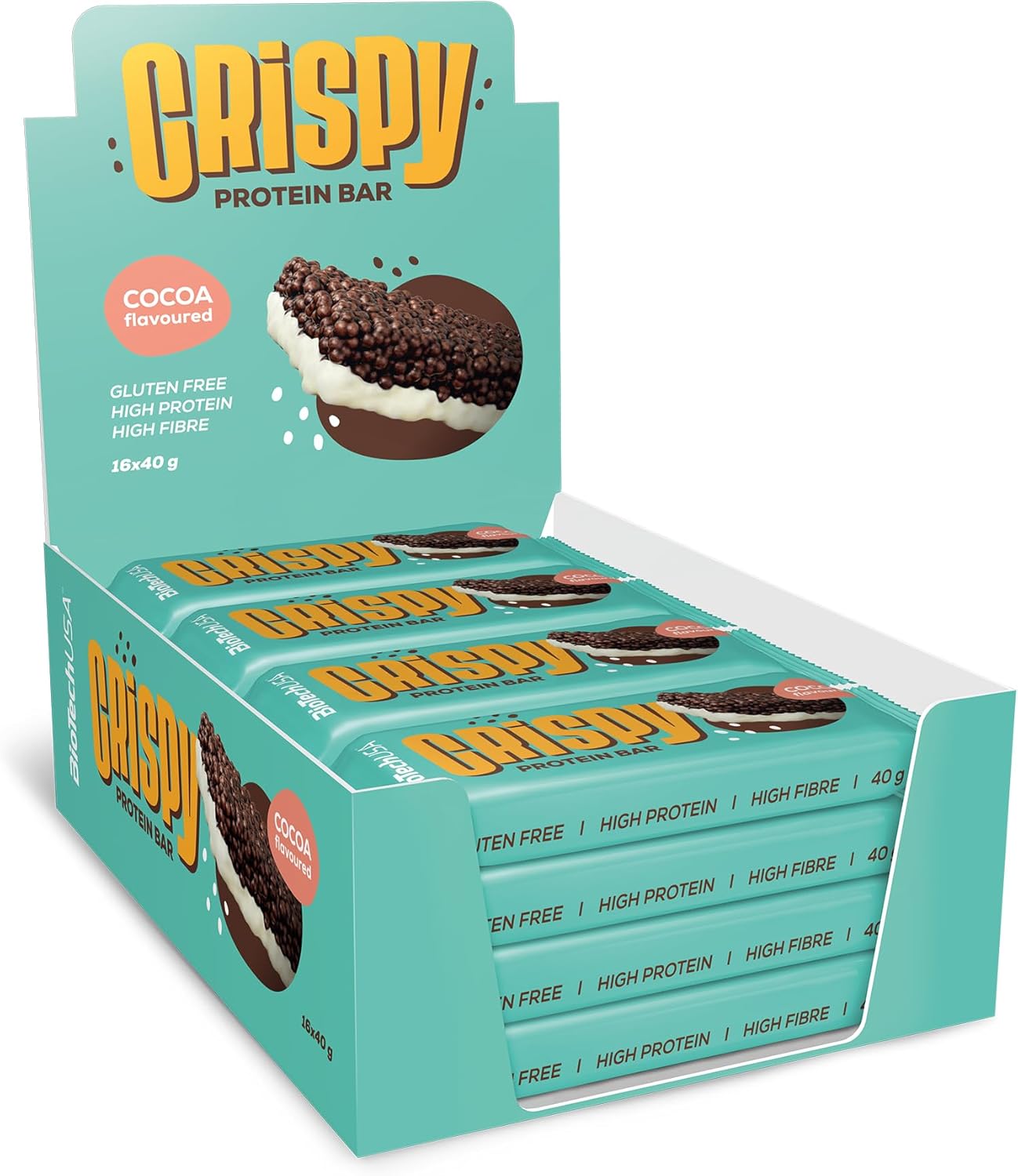 Biotechusa Crispy Protein Bar | Sweet & Crunchy | Protein-Packed Delight | On-The-Go Energy And Muscle Support, 16X40 G, Milky