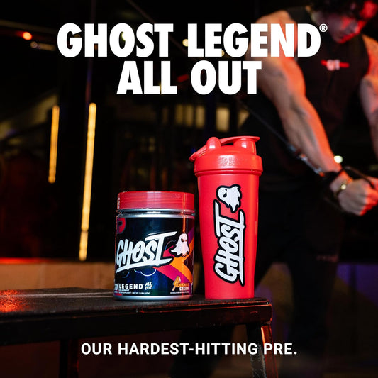 Ghost Legend All Out Pre-Workout Powder, Orange Cream - 20 Servings - Pre-Workout Supplement For Men & Women - Energy & Pumps - Caffeine, L-Citrulline, & Beta Alanine Blend - Sugar Free