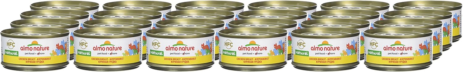 Almo Nature HFC Natural - Wet Cat Food with Chicken Breast (Pack of 24 x 70g Tins) :Pet Supplies