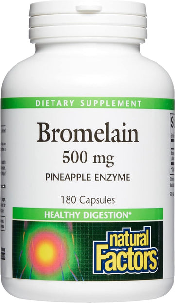 Natural Factors, Bromelain 500 mg, Enzyme Support for a Healthy Digestive System, 180 Capsules