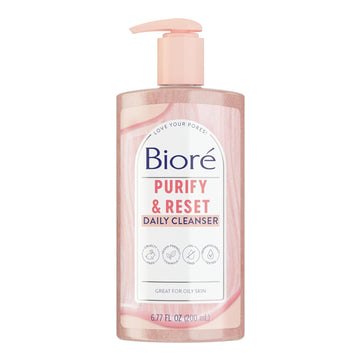 Bioré Rose Quartz + Charcoal Daily Purifying Cleanser, Oil Free Facial Cleanser Energizes Skin, Dermatologist Tested And Cruelty Free, 6.77 Oz, Packaging May Vary