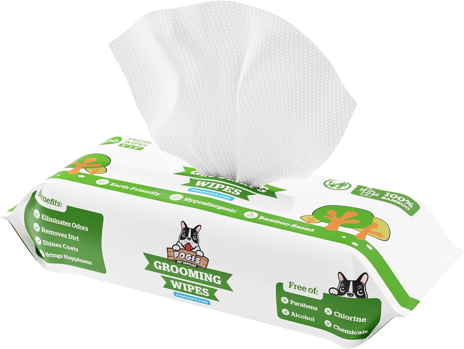 Pogi's Dog Grooming Wipes - 100 Dog Wipes for Cleaning and Deodorizing - Plant-Based, Hypoallergenic Pet Wipes for Dogs, Puppy Wipes - Quick Bath Dog Wipes for Paws, Butt, & Body - Fragrance Free