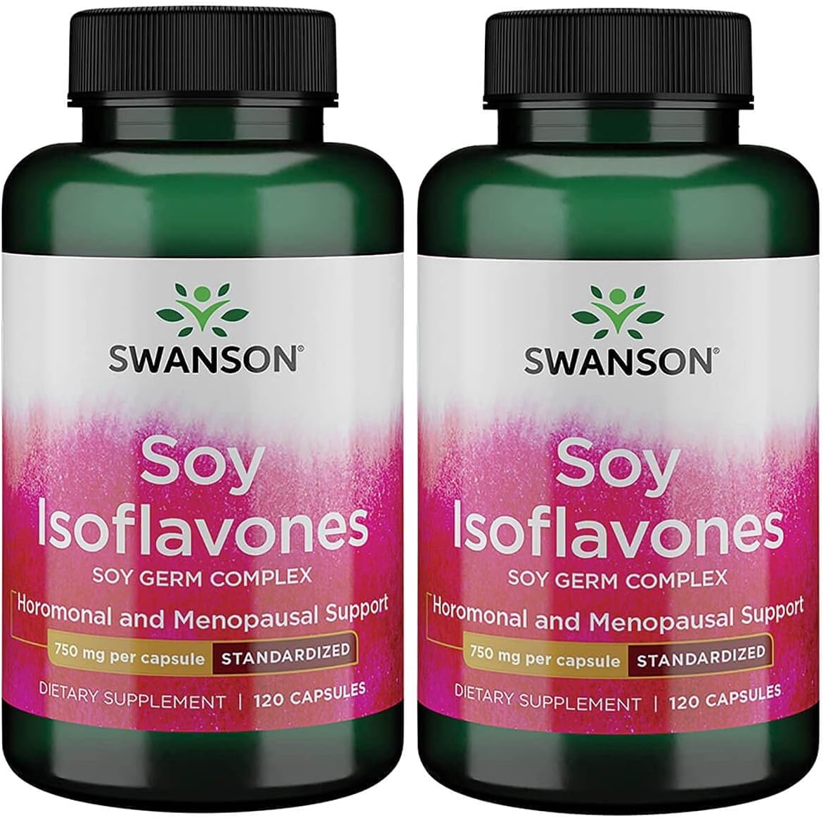 Swanson Soy Isoflavones - Natural Menopause Supplements For Women - Promotes Bone Health & Cardiovascular Maintenance - Premium Source Of Soy Nutrition - (120 Capsules, 750Mg Each) 2 Pack