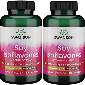 Swanson Soy Isoflavones - Natural Menopause Supplements For Women - Promotes Bone Health & Cardiovascular Maintenance - Premium Source Of Soy Nutrition - (120 Capsules, 750Mg Each) 2 Pack