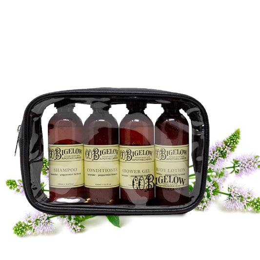 C.O. Bigelow Lavender Peppermint Travel Kit, 4 Items (3.4 Oz Each) Plus Travel Case