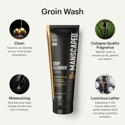 Manscaped® Crop Cleanser® Groin Wash, Men’S Ultrapremium Invigorating Formula For Below-The-Waist Cleaning, Refreshing Shower Gel For Men Infused With Vitamin E And Aloe, Vegan Body Wash (6 Oz)