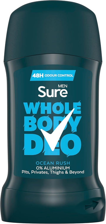 Sure Men Ocean Rush Whole Body Deodorant Men'S Deodorant Stick With A Herbal & Woody Fragrance For 48 Hour Odour Control 50 Ml (Pack Of 2)
