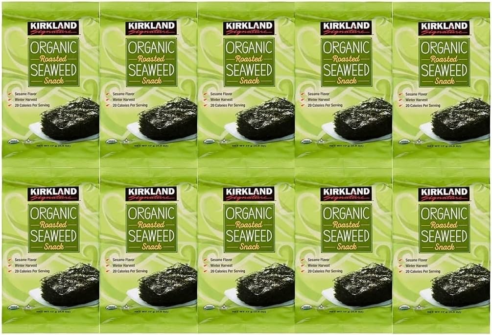 Kirkland Signature Organic No Preservatives/MSG Roasted Seaweed Snack, Sesame (Winter Harvest): 10 Pack (0.60 oz.)