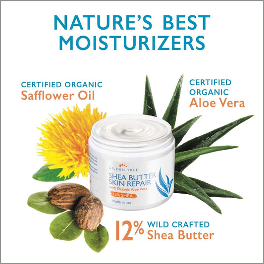 Shea Butter Skin Repair Cream, Natural & Organic For Deep Moisturizing Of Dry, Cracked, Itchy Sensitive Skin On Hands, Face, Body And Feet - Suitable For All Skin Types, Light Lemon Scent