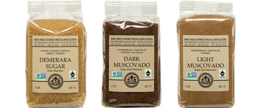 India Tree Mauritius Sugars Chef'S Pack - Demerara, Dark Muscovado, And Light Muscovado - 3 Pounds Total