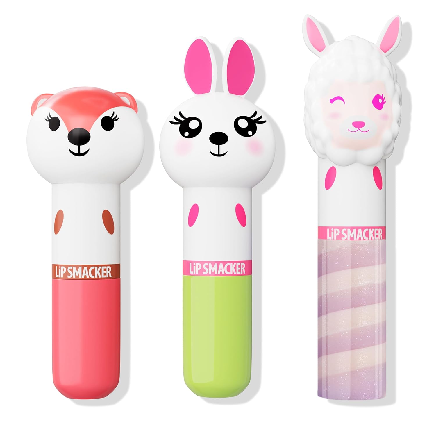 Lip Smacker Lippy Pals, Unicorn, Panda, Kitten, Lip Balm For Kids - Foxy Apple, Hoppy Carrot Cake, Strawberry Llama