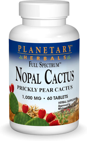 Planetary Herbals Full Spectrum Nopal Cactus 1000mg Prickly Pear Cactus Antioxidant - 100% Natural - 60 Tablets