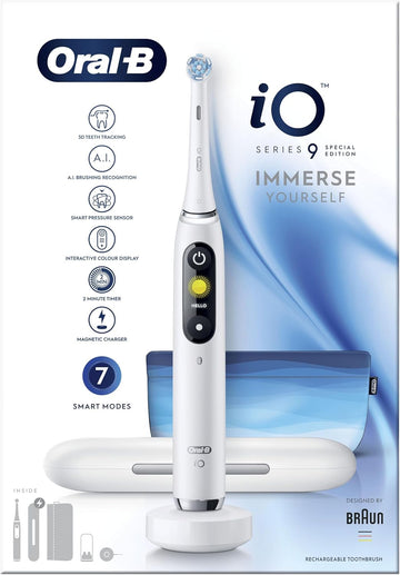 Oral-B Io9 Electric Toothbrushes For Adults, App Connected Handle, 1 Toothbrush Head, Charging Travel Case, 7 Modes, Teeth Whitening, 2 Pin Uk Plug, Special Edition