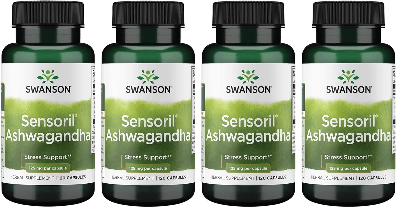 Swanson Sensoril Anti-Stress Nutraceutical 125 Milligrams 120 Capsules (4 Pack)