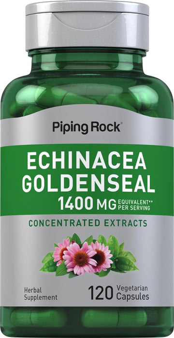 Piping Rock Echinacea Goldenseal Capsules | 1400mg | 120 Vegetarian Capsules | Non-GMO, Gluten Free Supplement