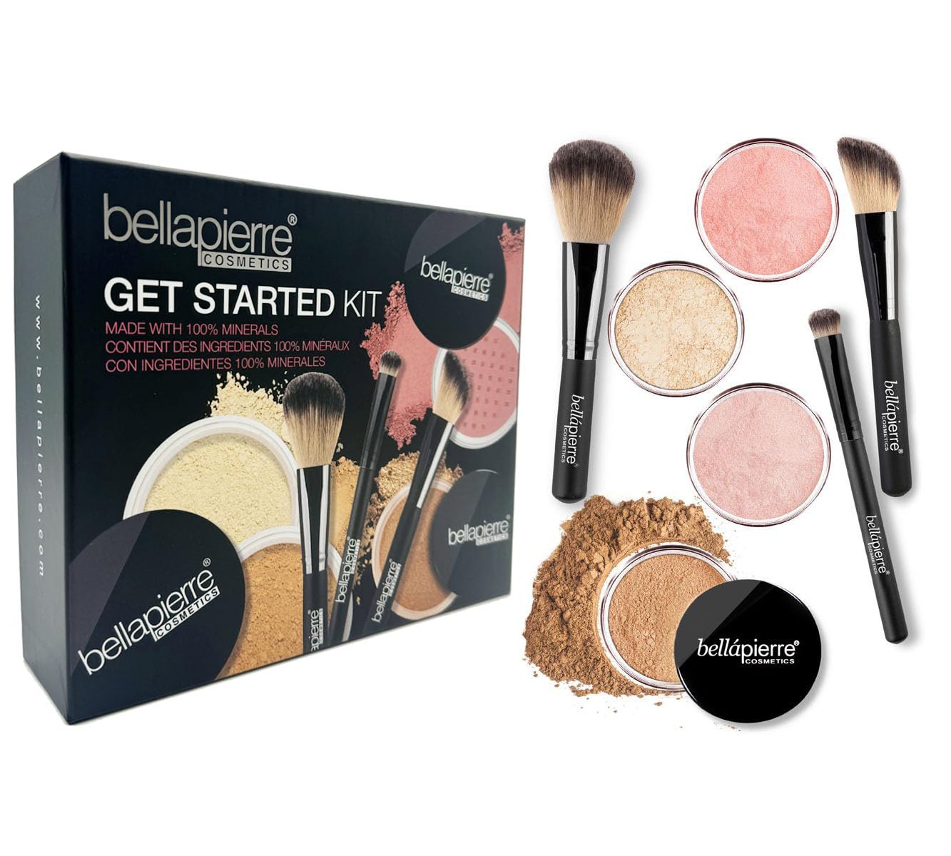 Bellapierre Get Started Kit | Includes 2 Mineral Foundations, 1 Blush, & 1 Bronzer | Mineral Makeup Essentials | Non-Toxic And Paraben Free | Oil And Cruelty Free | Long Lasting Formulas – Fair