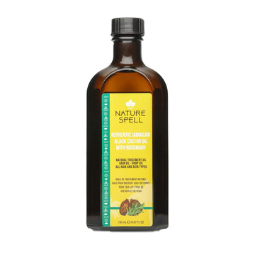 Nature Spell Jamaican Black Castor Oil Infused With Rosemary For Hair & Body, Strengthen Hair Roots & Treat Damaged Hair, 5.07 Fl Oz