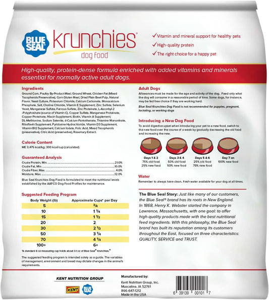 Blue Seal Kent Nutrition Krunchies Adult Dog Food 5 Lbs. No Soy, No Artificial Colors Or Preservatives, Nutritionally Complete With Added Vitamins And Minerals