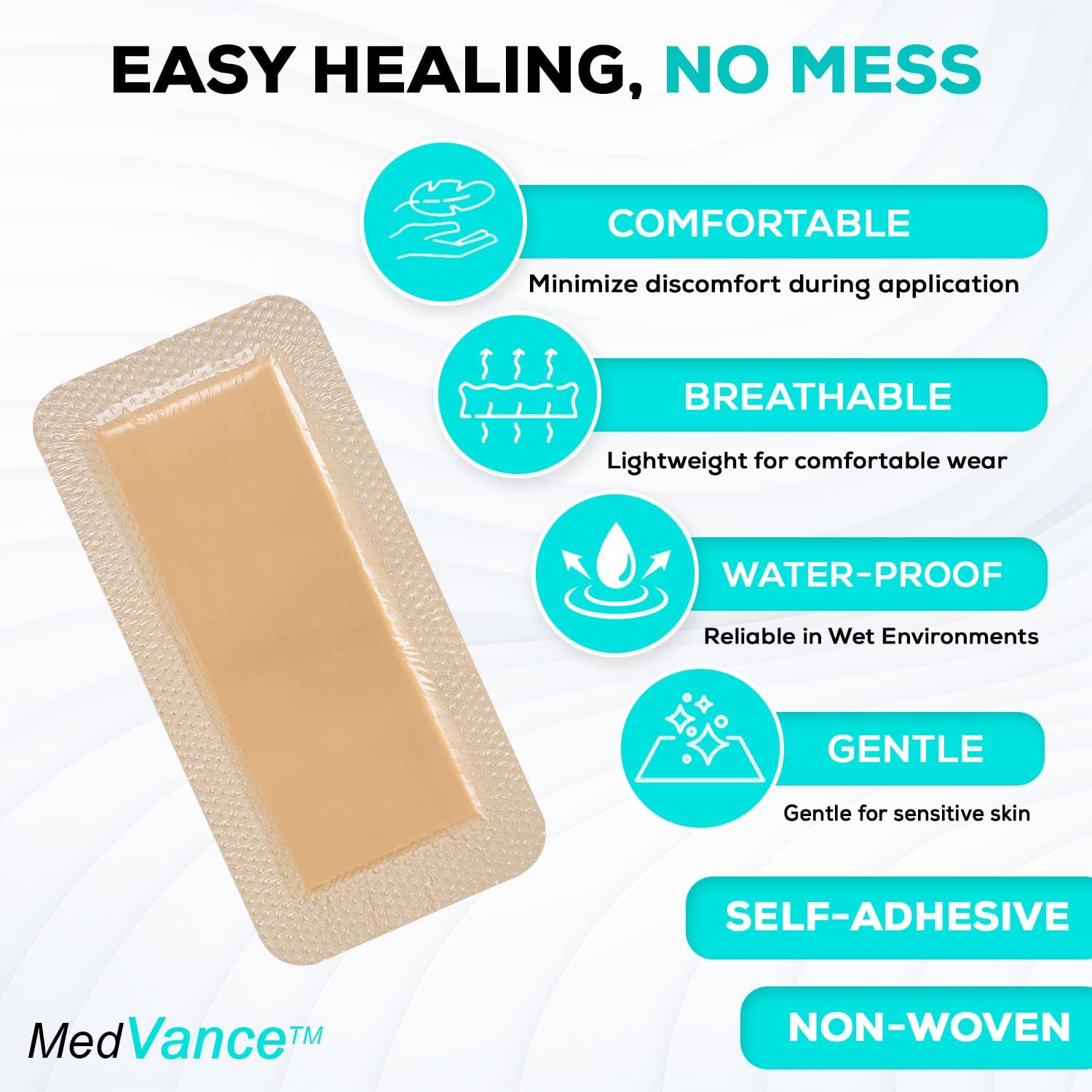 Medvancetm Silicone - Bordered Silicone Adhesive Foam Dressing Size 2"X2" (1"X1" Pad), Box Of 5 Dressings : Health & Household