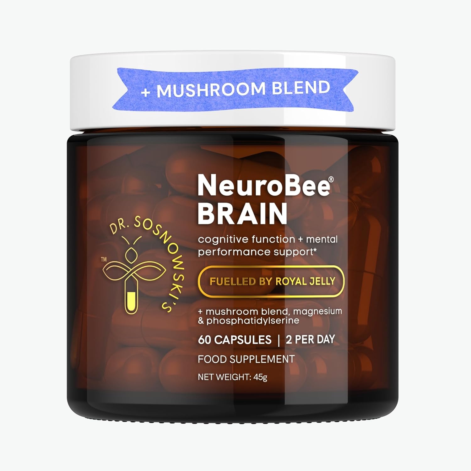 Dr Sosnowski'S Neurobee Brain Supplements With Royal Jelly, Lion'S Mane + Reishi Mushroom | Energy + Cognitive Function Support, 60Ct
