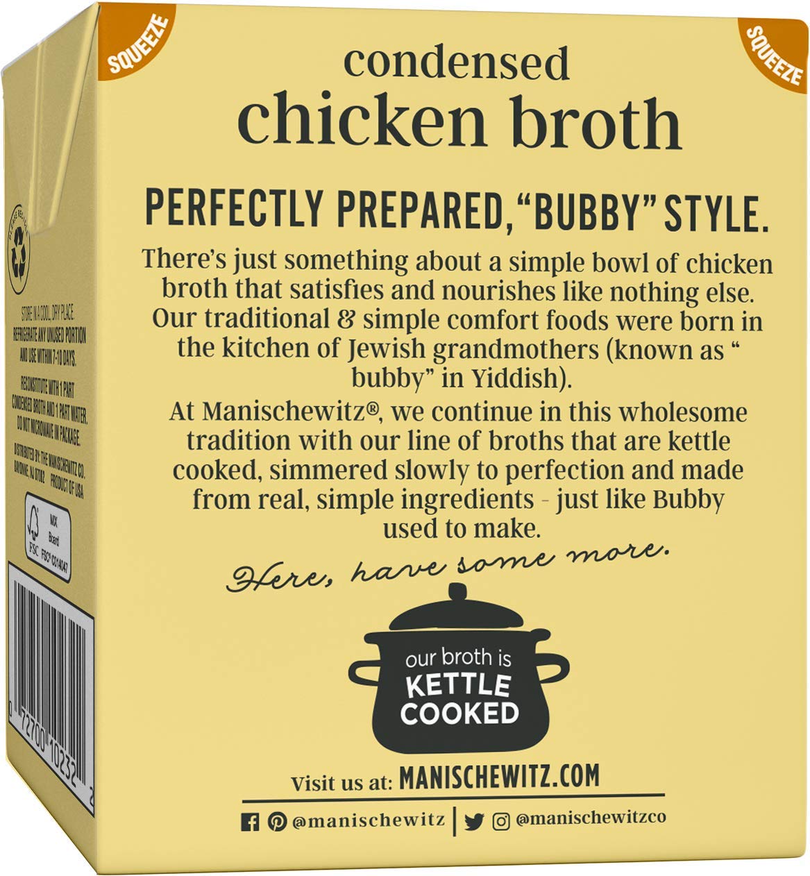 Manischewitz Chicken Broth 12oz (3 Pack), Flavorful, Kettle Cooked, Slowly Simmered, Kosher for Passover : Grocery & Gourmet Food
