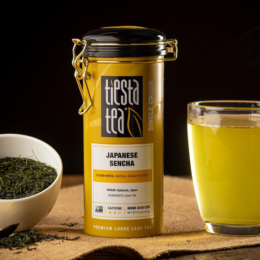 Tiesta Tea - Japanese Sencha Tea | Single Origin Premium Loose Leaf Sencha Green Tea | Medium Caffeinated | Make Hot Or Iced Tea & Up To 50 Cups | 100% Pure Unblended - 6Oz Refillable Tin