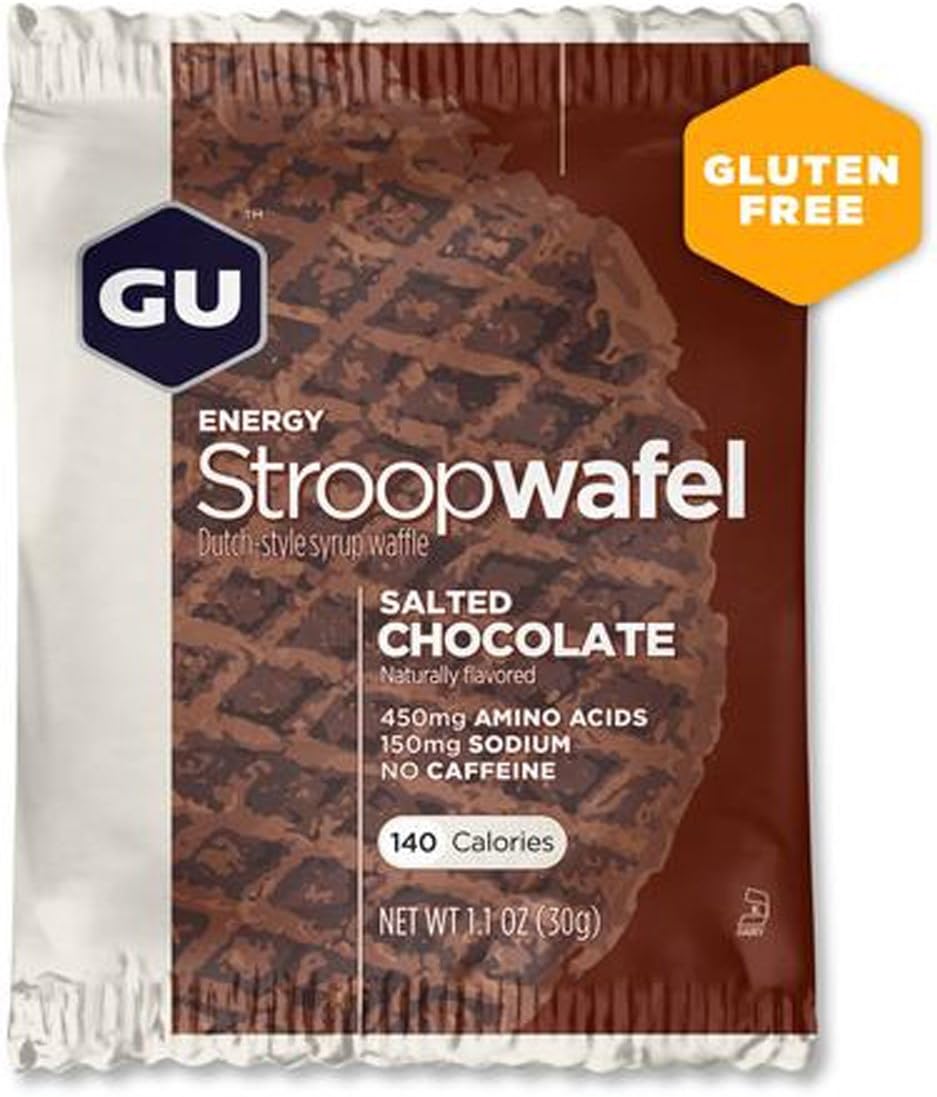 GU Energy Stroopwafel Salted Chocolate Sports Nutrition Waffle, Caffeine-Free, Gluten-Free, and Kosher dairy, On-the-Go Energy for Any Workout, 16 Count : Health & Household