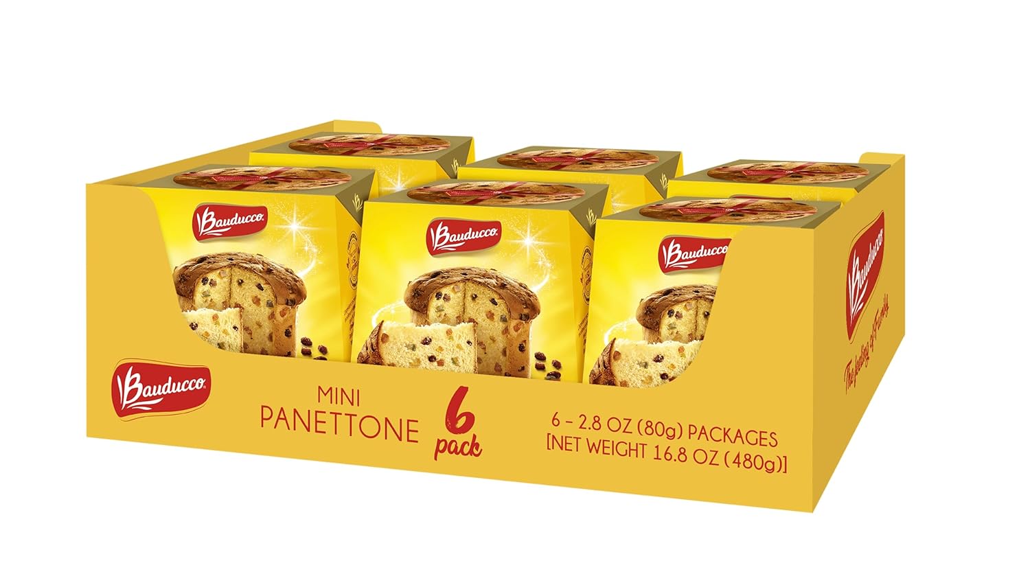 Bauducco Mini Panettone Classic, Moist & Fresh, Traditional Italian Recipe, Holiday Cake, 16.8Oz (Pack Of 6)