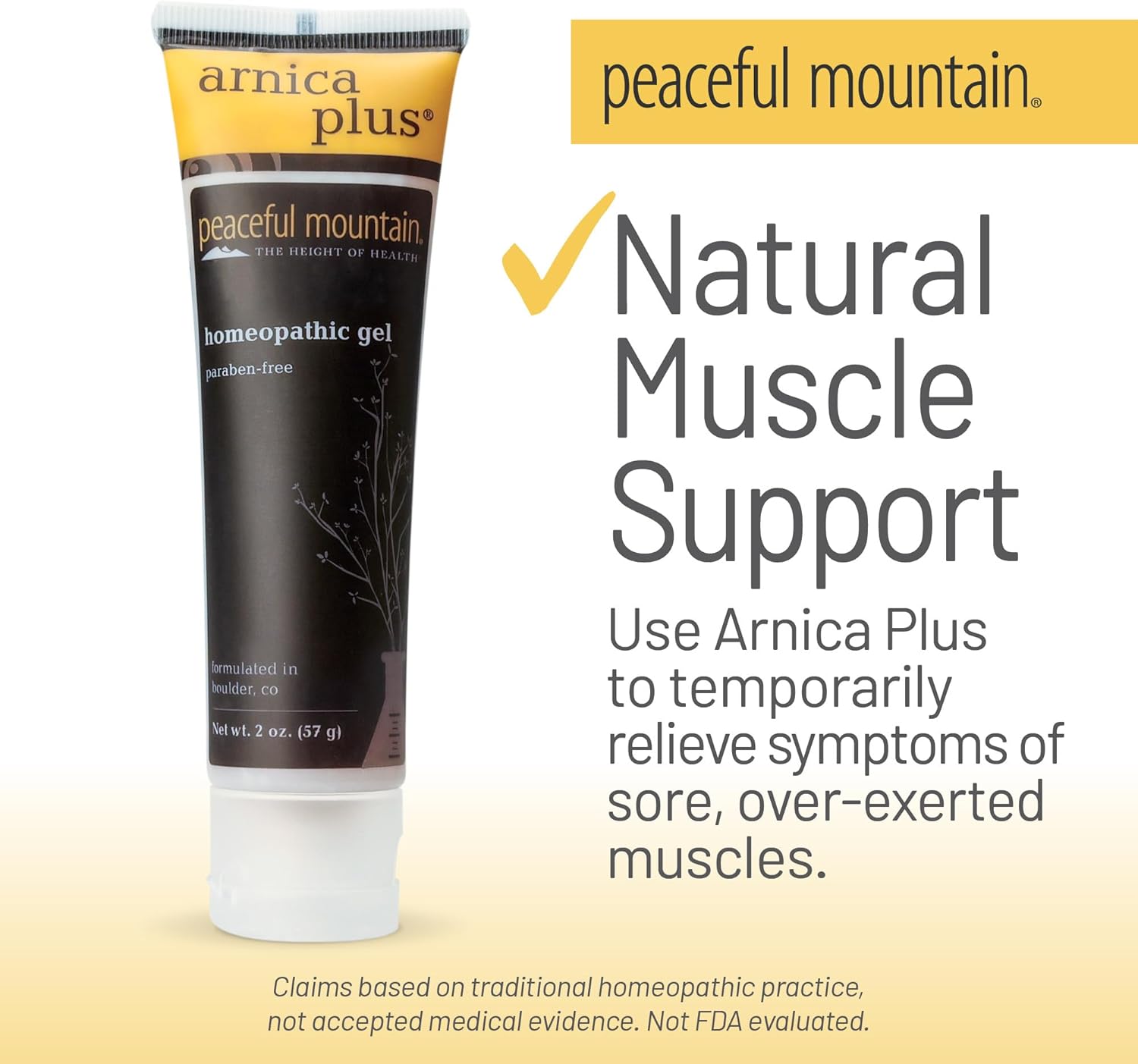 Peaceful Mountain Arnica Plus Homeopathic Gel - Natural Homeopthic Gel For Sore Or Cramping Muscles - 2Oz : Health & Household