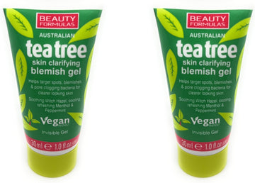 2 X Australian Tea Tree Skin Clarifying Blemish Gel, Cooling Refreshing Menthol And Peppermint, Invisble Gel, 2X30Ml