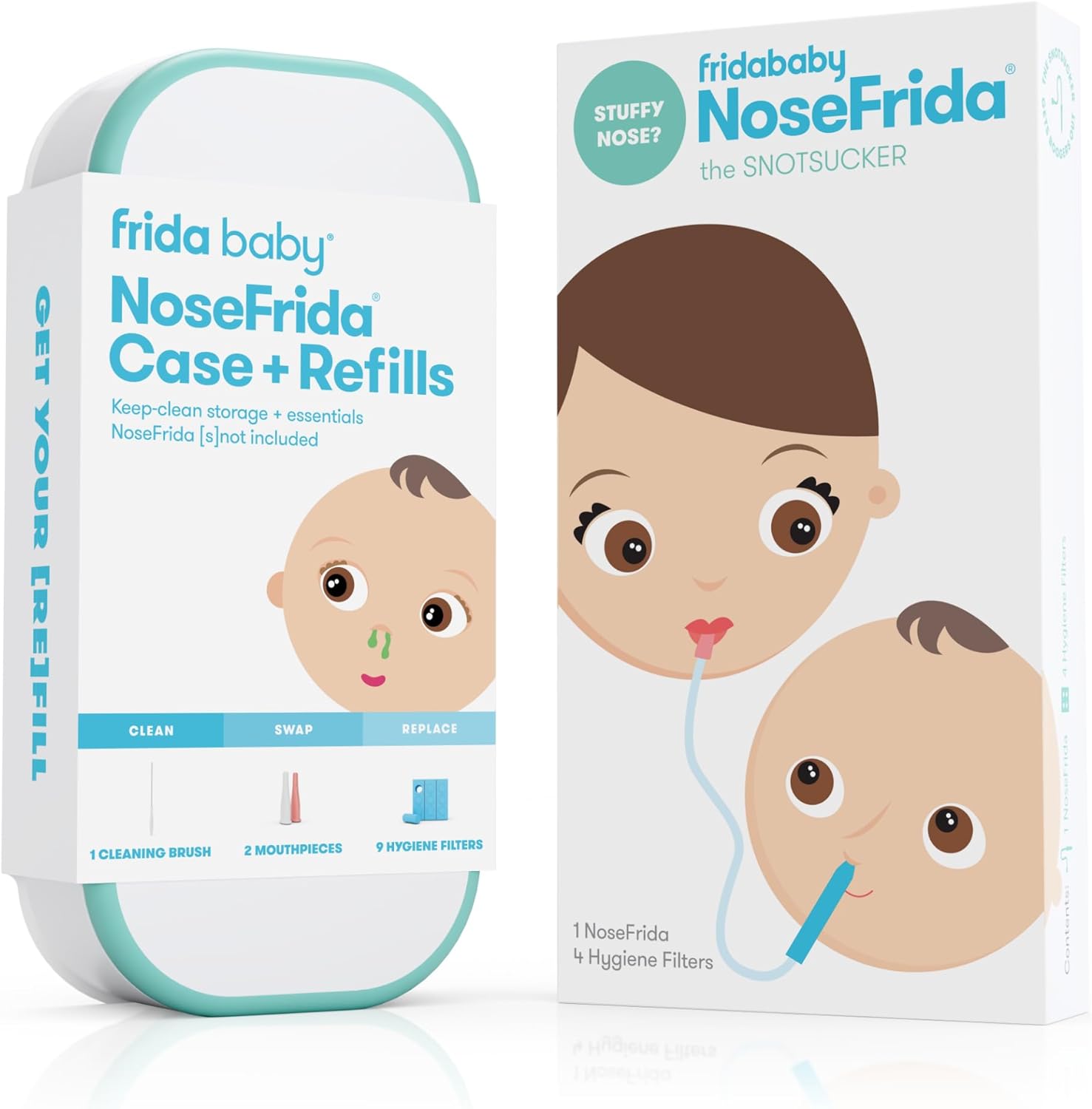 Bundle of Frida Baby Baby Nasal Aspirator NoseFrida The Snotsucker + Frida Baby NoseFrida Case + Refills | Cleaning and Storage for Doctor-Recommended NoseFrida The Snotsucker Nasal Aspirator : Baby