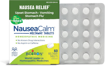 Boiron Nauseacalm Relief For Upset Stomach, Nausea, And Vomiting Due To Stomach Flu, Overindulgence, Or Motion Sickness - Non-Drowsy - 60 Count