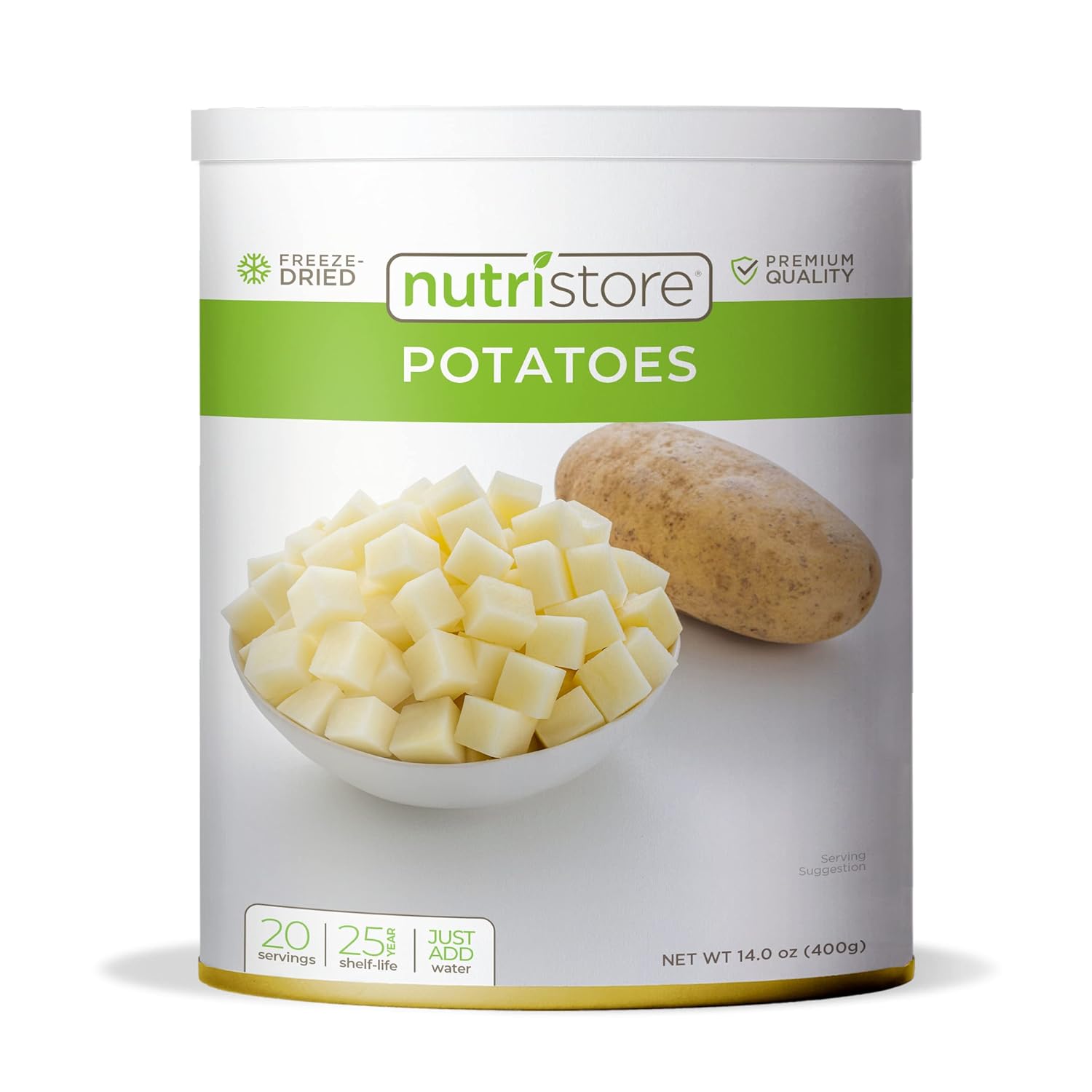 Nutristore Freeze Dried Potatoes | Premium Vegetables for Long Term Storage, Camping Meals or Recipes | Emergency Survival Canned Food Supply | Bulk #10 Can Veggies | 25 Year Shelf Life | 20 Servings