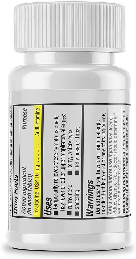 Safrel Loratadine 10mg Tablets | Non-Drowsy 24 Hour Allergy Relief Medicine | Antihistamine Support for Runny Nose, Sneezing, Itchy, Watery Eyes (100 Count (Pack of 1))