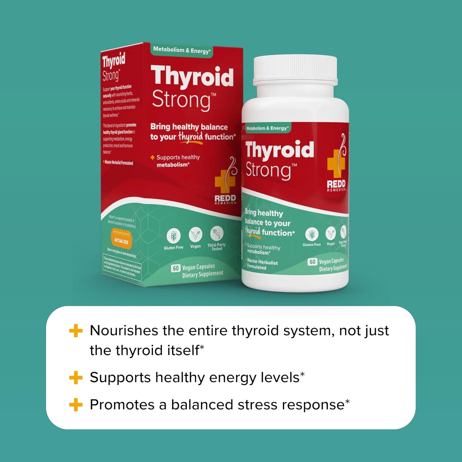 Redd Remedies, Thyroid Strong, Supports Healthy Thyroid Function And Balance, 60 Vegan Capsules : Health & Household