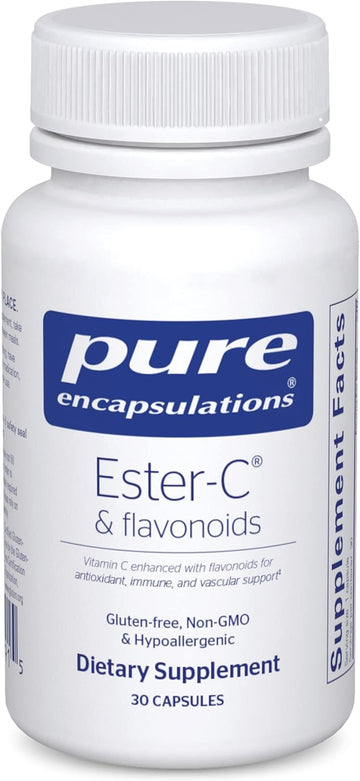 Pure Encapsulations Ester-C & Flavonoids - Vitamin C Supplement For Antioxidants - Immune & Vascular Support* With Calcium & Rutin - Gentle On Digestion - Vegan & Non-Gmo - 30 Capsules