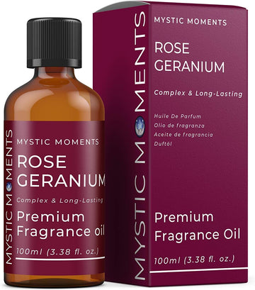 Mystic Moments | Rose Geranium Fragrance Oil - 100ml - Perfect for Soaps, Candles, Bath Bombs, Oil Burners, Diffusers and Skin & Hair Care Items