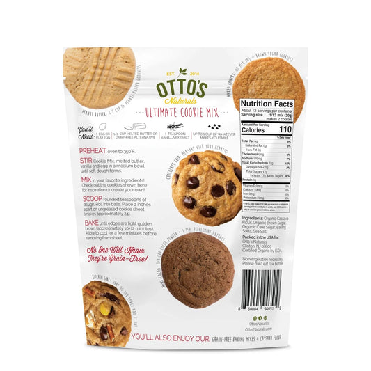 Otto’s Naturals Grain-Free Ultimate Cookie Mix, Made with Organic Cassava Flour, Gluten-Free All-Purpose Cookie Mix, Non-GMO Verified - 12.2 Oz Bag (Single)