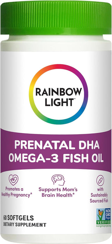 Rainbow Light Prenatal Vitamin, Omega-3 Fatty Acids & Prenatal Dha, Multivitamin For Women, Gluten Free, Promotes Baby'S Brain Development & Eye Health, Easy To Digest, 60 Softgels