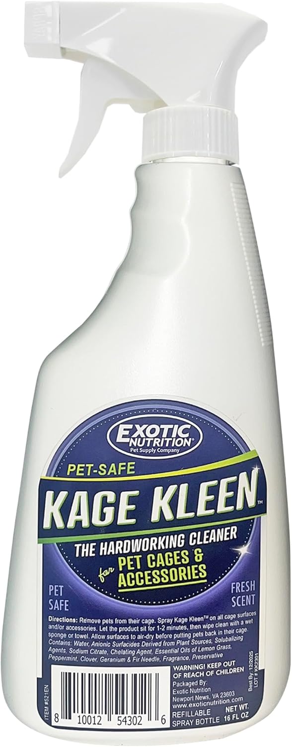 Kage Kleen 16 Oz. - 100% Natural, Eco-Friendly, Pet-Safe, Multi-Surface Cleaning Spray For Cages & Accessories